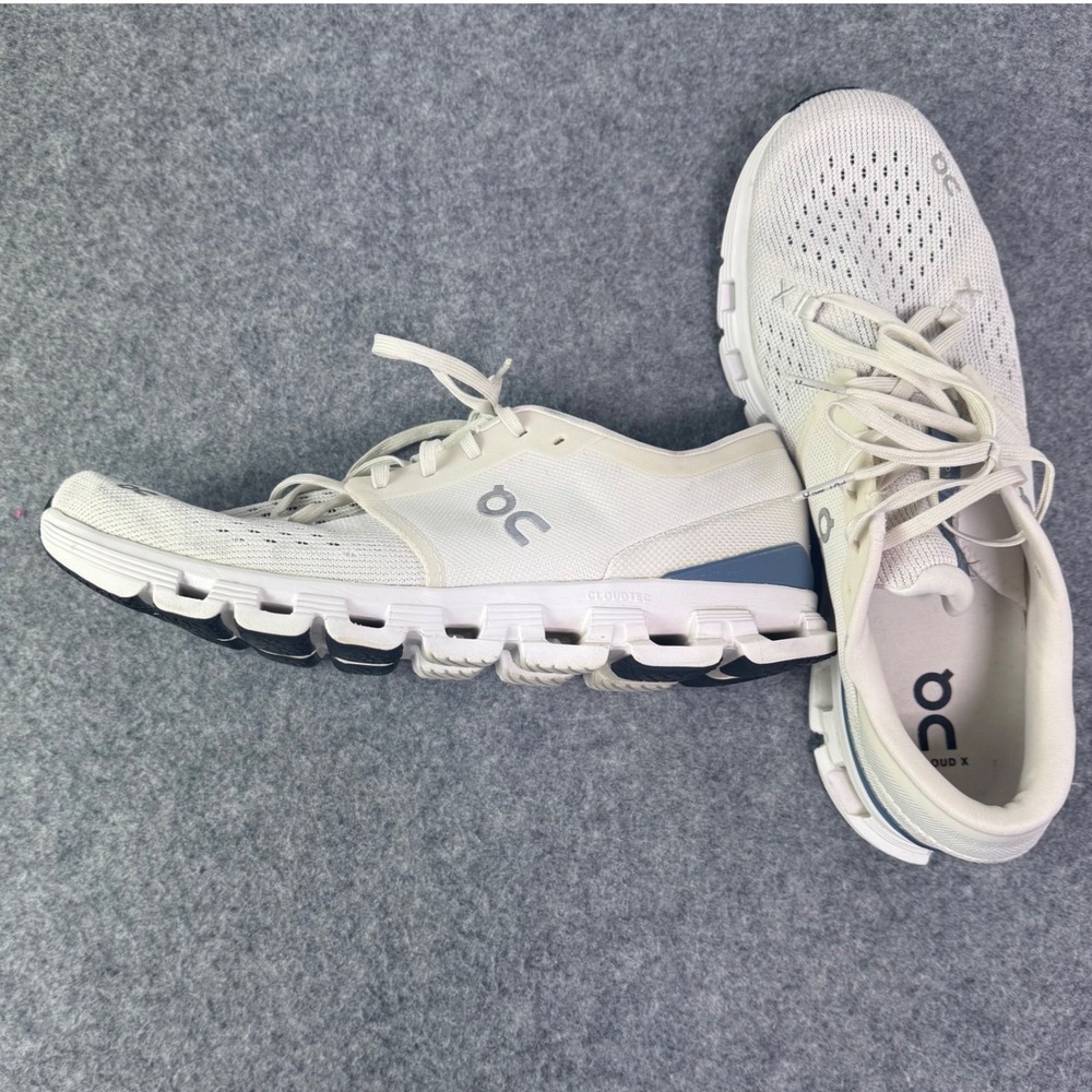 On Running Cloud X Mens Ivory White Blue Sneakers 3MF31134571 Size 10